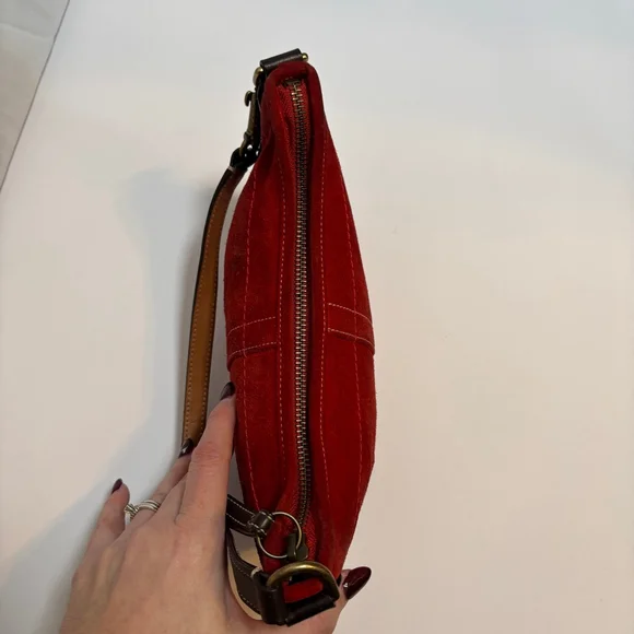 Vintage Coach 4284 Red Suede Soho Hobo Shoulder Bag 2004 Y2K Era Rare Colorway - Picture 6 of 12